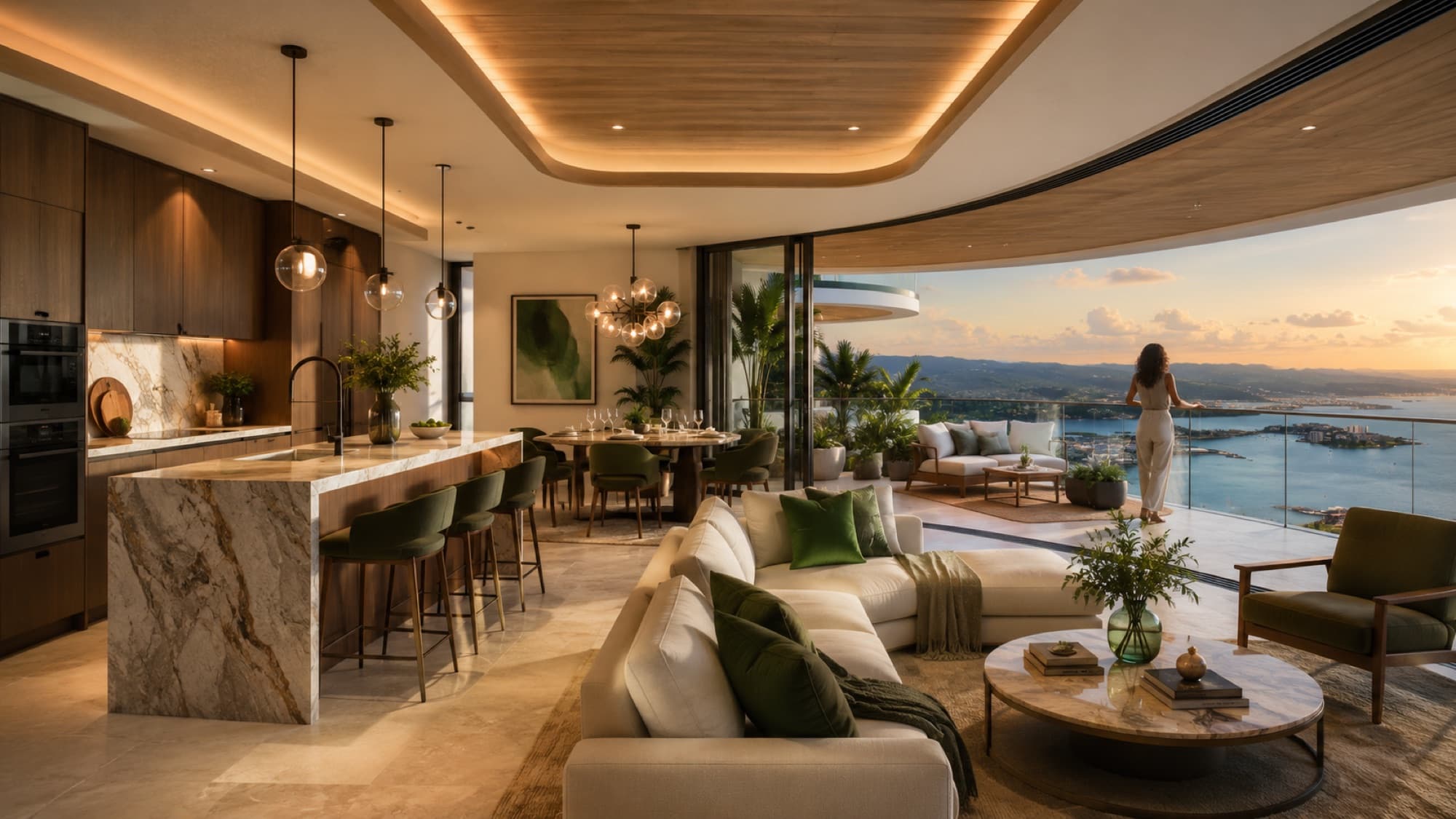 Open-plan living with panoramic outlook