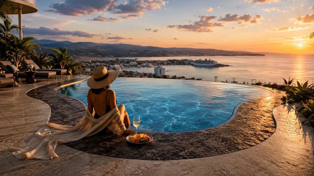 Infinity pool at sunset